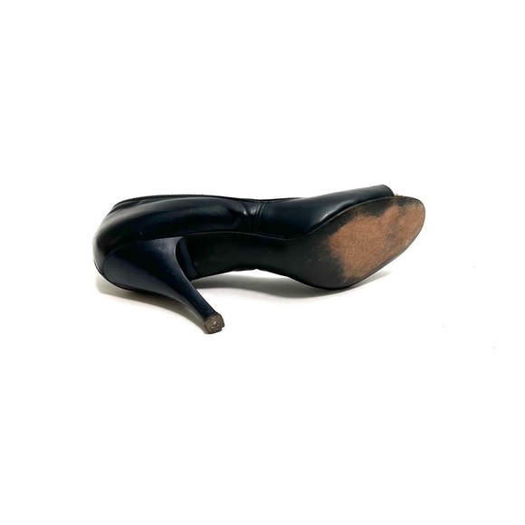 Vintage 1950s navy blue pin up peep toe heels